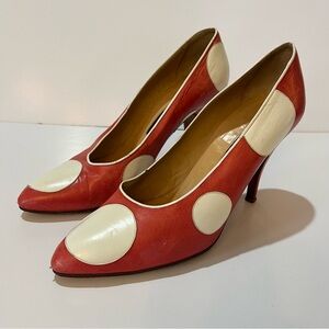 MAUD FRIZON Red Polka Dot Harlequin Pumps 8 Met Museum Archive 1980 Vintage Art